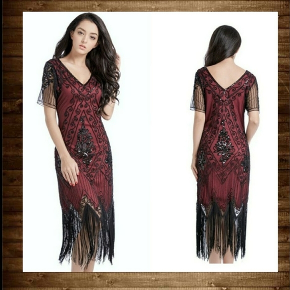 OKQ Dresses & Skirts - Gatsby inspired fringe dress